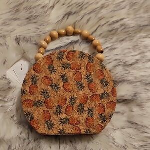 Pineapple Print Round Handbag